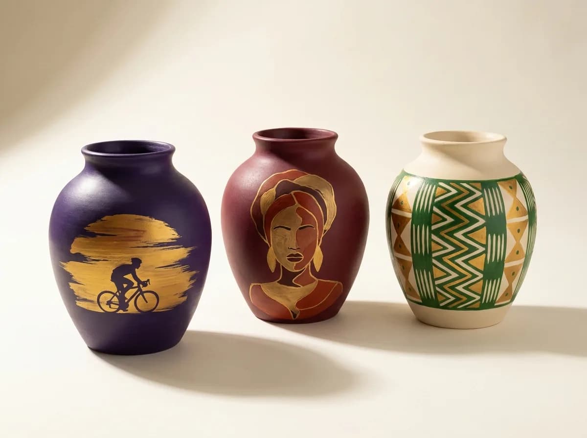 Concept visual of Sunset Cyclist Hand-Painted Vase